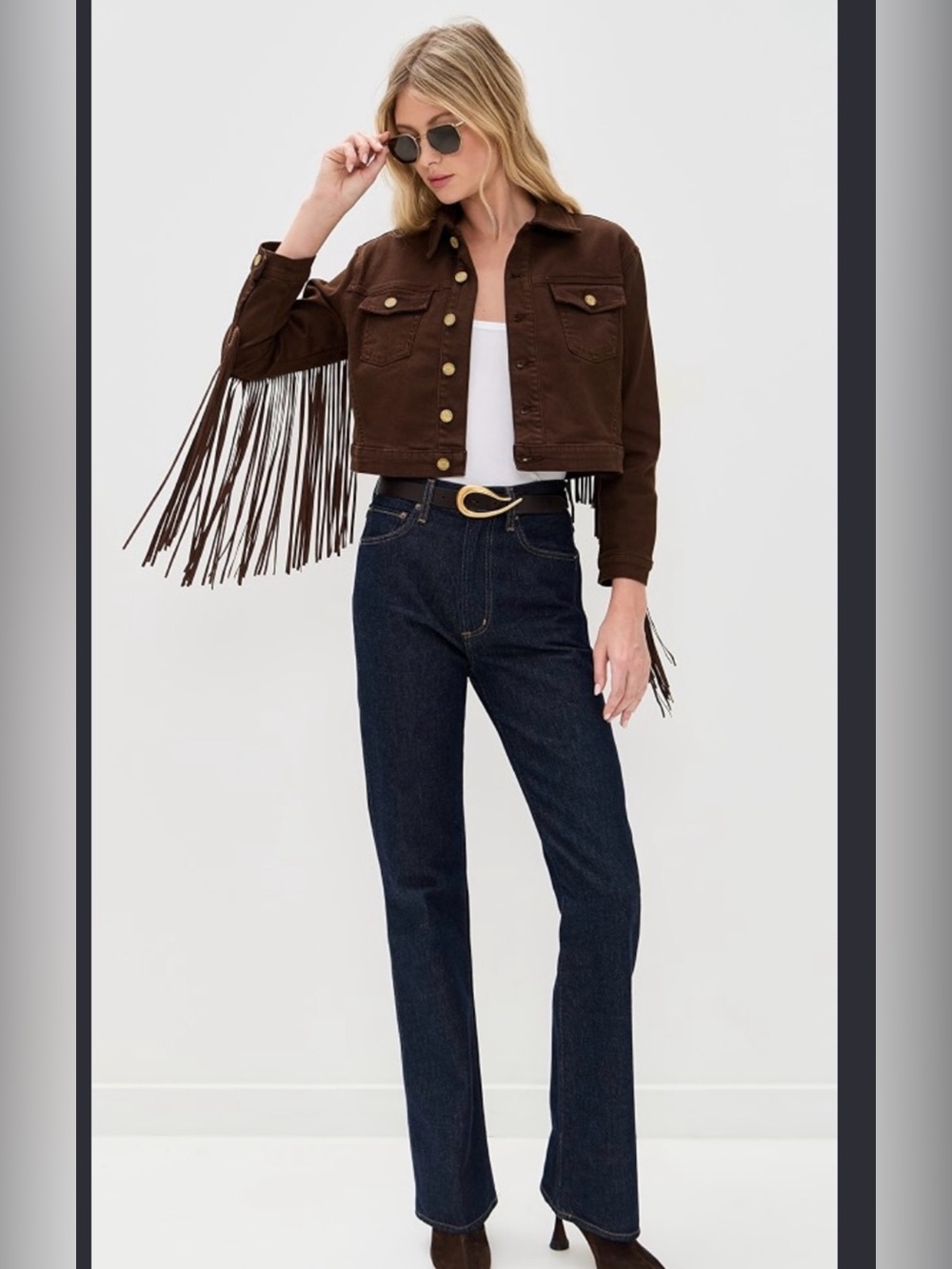 $445 LAGENCE Brown Fringe Crop Jacket -NWT small - Picture 3 of 7
